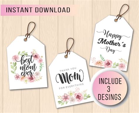 happy mothers day printable gift tags mothers day gift tag etsy
