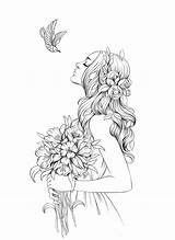 Coloring Malvorlage Busen Flowercrown Beija sketch template