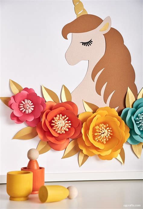 video tutorial diy paper flowers  unicorn wall art ogcrafts