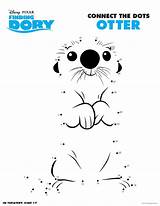 Dory Finding Connect Dots Otter Coloring Kids Pages Printable Disney Activity Activities Sheets Color Maze Sea Hispanaglobal Birthday Otters Choose sketch template