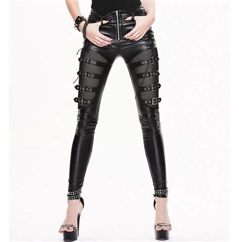 Gothic Pastel Black Skin Tight Elastic Leather Trousers Rebelsmarket