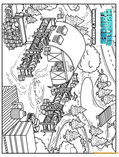 monster trucks find creech coloring page  printable coloring pages