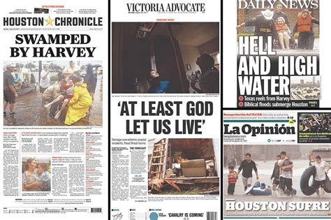 newspaper front pages show harvey s destructive impact in texas beyond