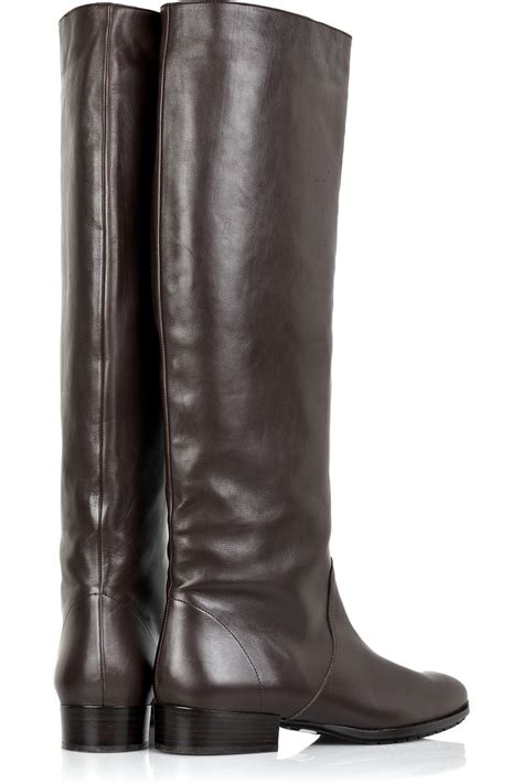 michael kors flat leather knee high boots in brown lyst
