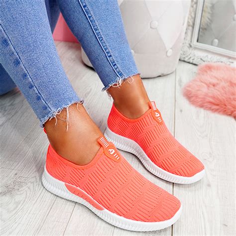 womens ladies slip  knit style trainers party sneakers women sport