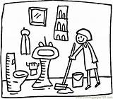 Coloring Cleaning Pages Bathroom Popular sketch template