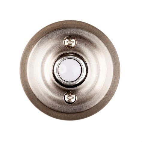 hampton bay wired lighted door bell push button brushed nickel hb    home depot