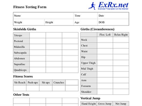 exrxnet fitness assessment form