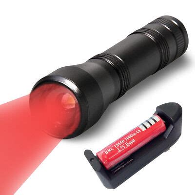 rechargeable red light led flashlight aviation red torch  battery charger ebay
