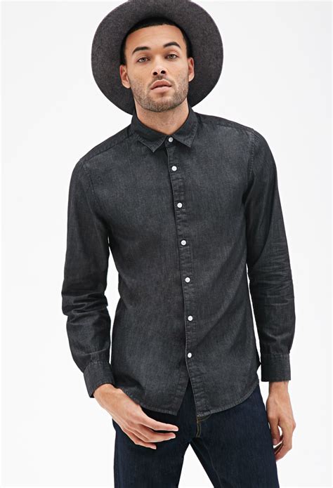 classic chambray button  shirt  black  men lyst