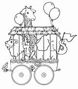 Circus Coloring Pages Train Animals Printable Carnival Book Tent Vintage Food Theme Trains Illustrations Print Giraffe Lion Themed Sheets Color sketch template
