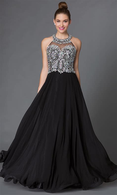 Jewel Embellished Halter Prom Dress Promgirl