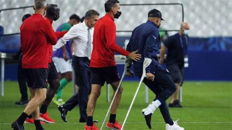 everyone is worried mbappe on crutches as champions