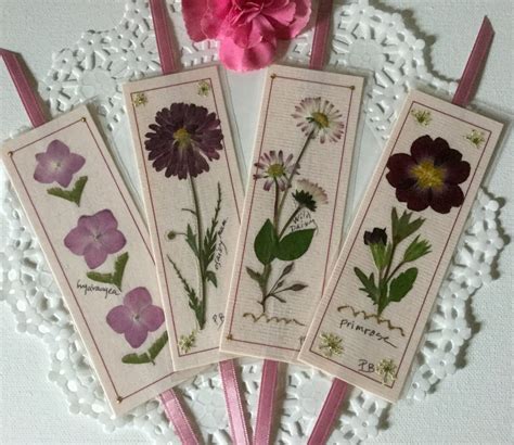 flower designs  unique bookmarks pressed flowers pink