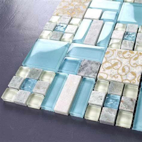 Crystal Mosaic Tile Backsplash Kitchen Design Colorful