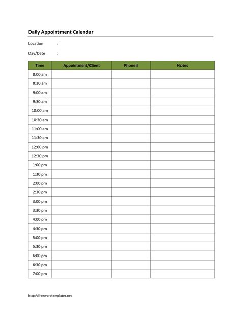 printable blank appointment calendar  freeblankcalendarcom
