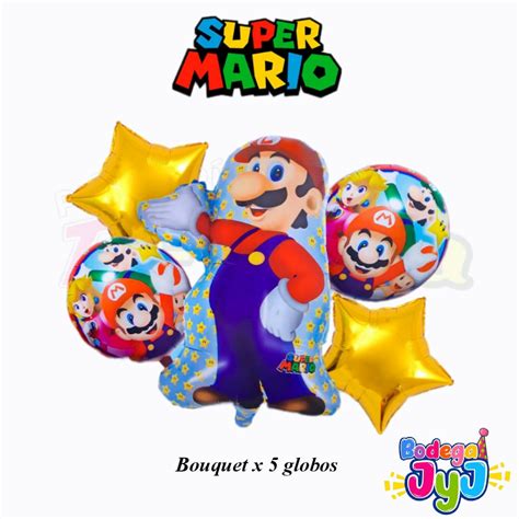 Bouquet De Globos X5 Pcs Super Mario Bros