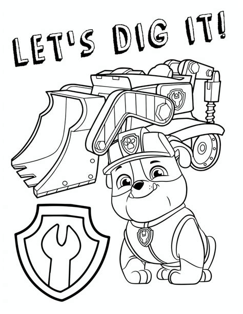 rubble paw patrol coloring page youngandtaecom paw patrol coloring