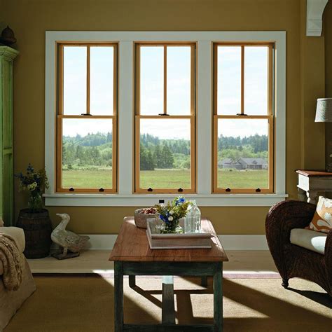andersen       series double hung wood window  white exterior tw