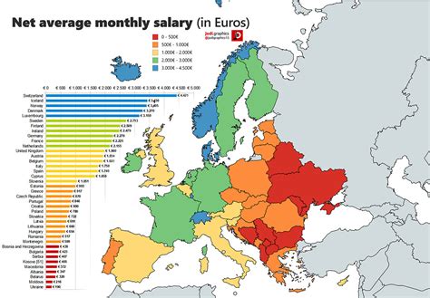 net average monthly salary  european countries maps   web