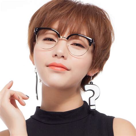 korea fashion rivet round eyeglasses half frame optical glasses men