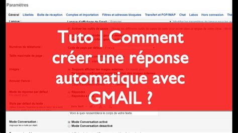 tuto comment creer une reponse automatique avec gmail youtube