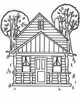 Coloring Houses Trees Big Two House Color sketch template