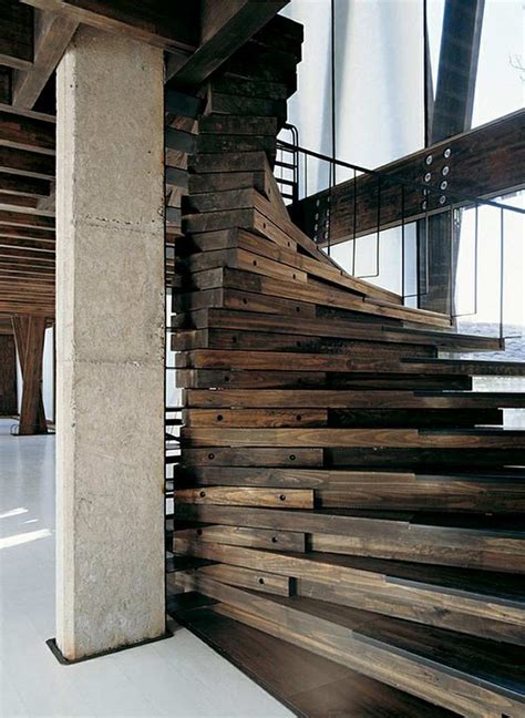 escalier en bois pour  interieur moderne  nature