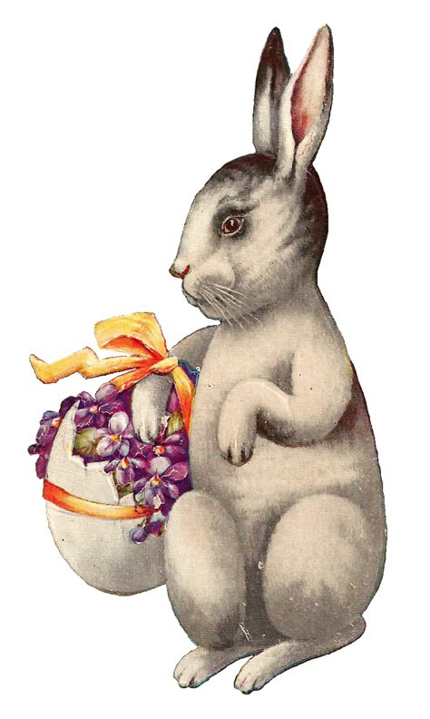 antique images  easter clip art vintage easter bunny carrying egg