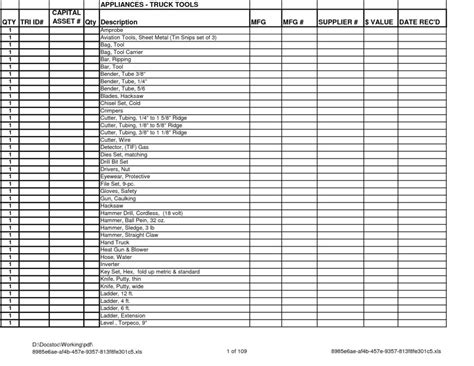 tool inventory spreadsheet db excelcom