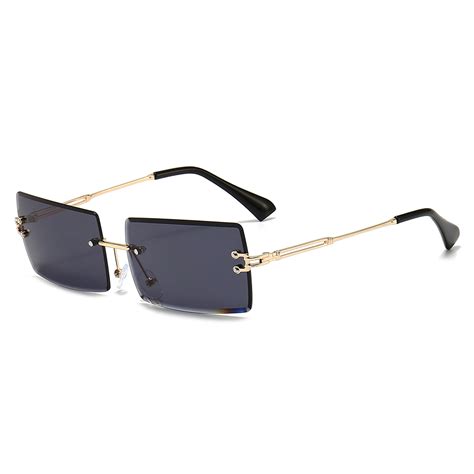 kb retro frameless sunglasses men small rectanglar lentes de sol gradient square rimless