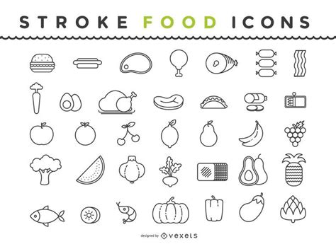food icon pack outline vector