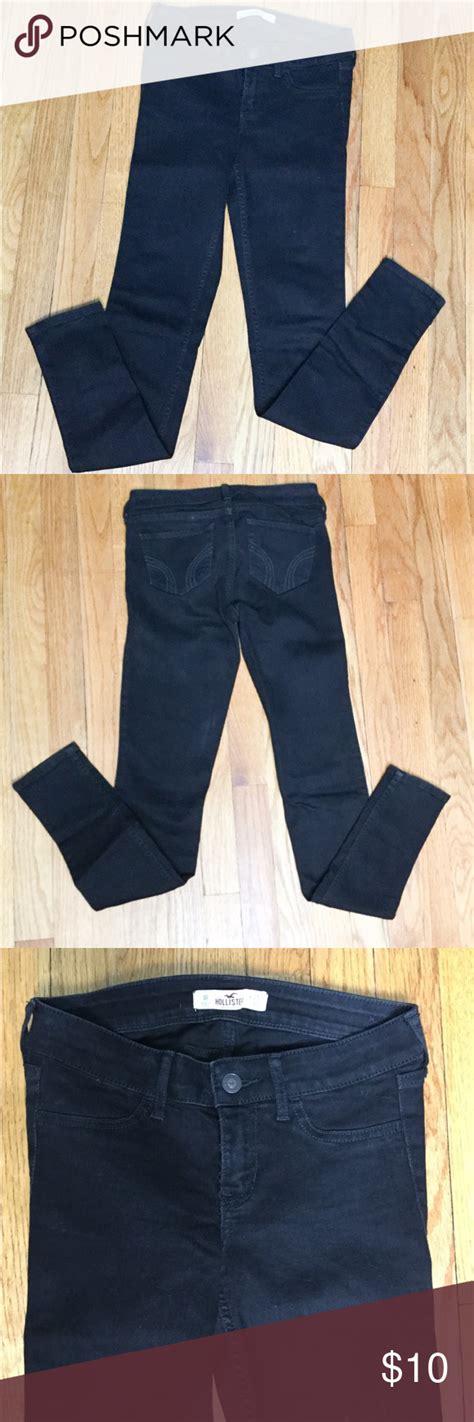 hollister 1r leggings jeans black low rise stretch black