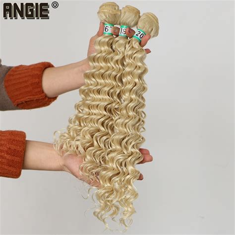 angie deep wave curly synthetic hair weave    inches
