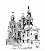 Drawing Prague Nicholas St Choose Board Coloring Pages Church Architectural Drawings sketch template