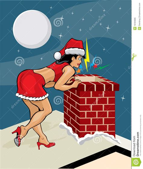 mrs claus on roof stock vector illustration of mini 16194005