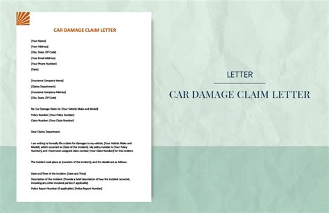 car damage claim letter  word google docs pages