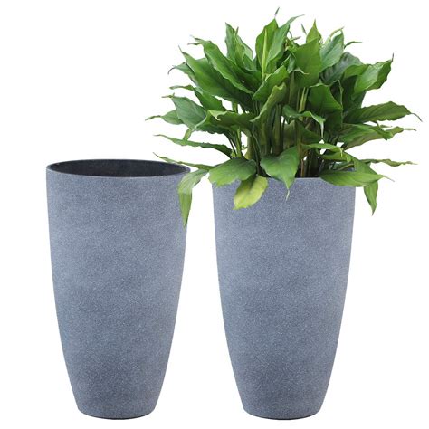 buy tall planters set  flower pots    patio deck indoor