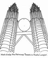 Tower Twin Drawing Petronas Lumpur Kuala Getdrawings Towers sketch template