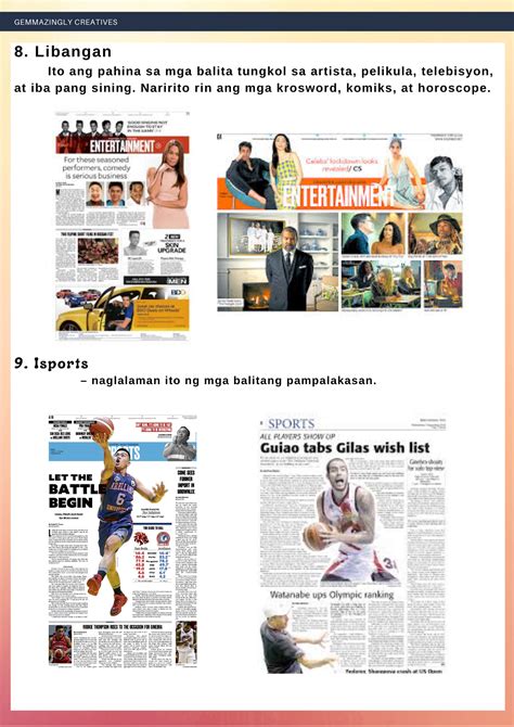 filipinogems bahagi ng pahayagan parts   newspaper