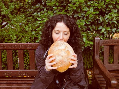 Girl Eating Bread High Quality People Images ~ Creative Market