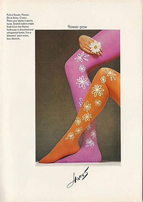 1968 hanes mod flower power daisy pantyhose orange hot pink stockings