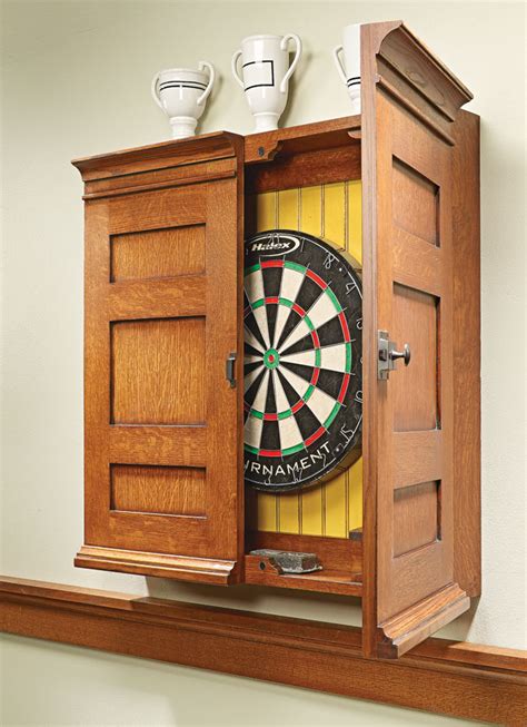 dartboard cabinet woodworking project woodsmith plans