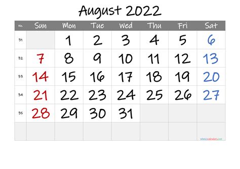 august  calendar  printable calendar templates august