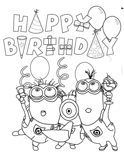 happy birthday coloring page printable