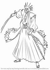 Bleach Kenpachi Zaraki Step Draw Drawing Drawingtutorials101 Anime Tutorials Drawings sketch template