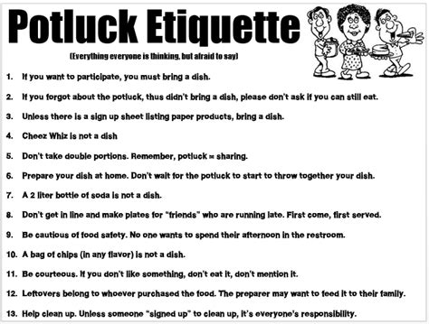 Who S Coming To Dinner Potluck Etiquette