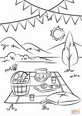 Picnic Coloring Drawing Scene Pages Scenery Clipart Printable Easy Book Cartoon Line Drawings Draw Family Sketch Getdrawings Clip sketch template