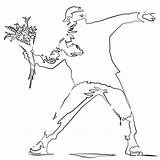 Banksy Thrower Colorare Bansky Graffitis Flores sketch template