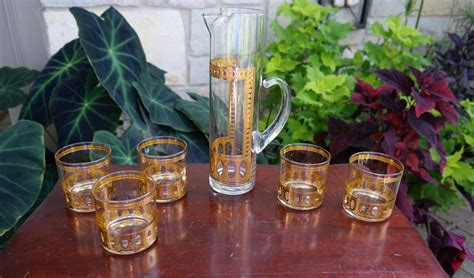 vintage culver cocktail set antigua 5 lowball glasses with